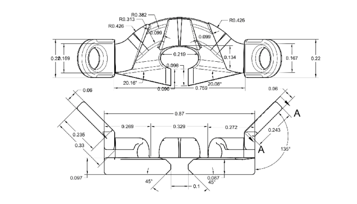CAD Drawing of Custom Designed Bow Part