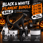 3D Printer Filament Bundle Halloween Offer. Filament type PETG and PLA. Available Color Black and White.